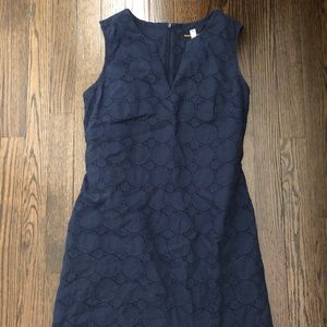 Sleeveless Navy Blue Eyelet Dress